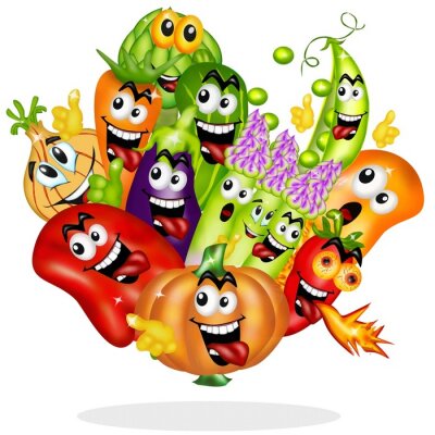 Sticker Lustiges Gemüse bunte Grafik