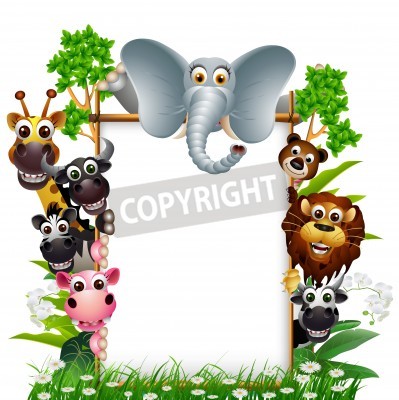 Sticker lustiges Tier mit leerem Zeichen