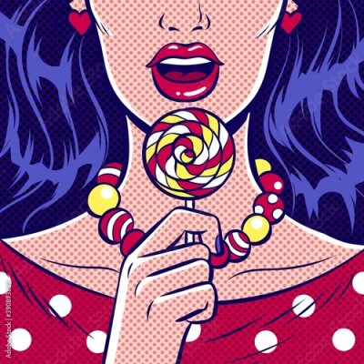 Sticker Mädchen mit einem Lutscher