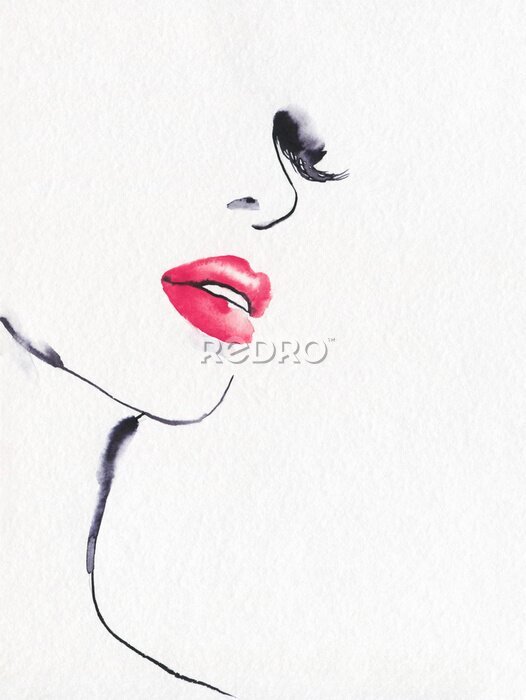 Sticker Mädchen mit roten Lippen