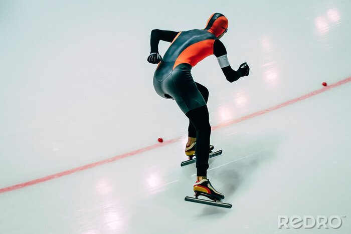 Sticker Männer Sportler Sprint Eisschnelllauf. Eislaufen im Innenbereich