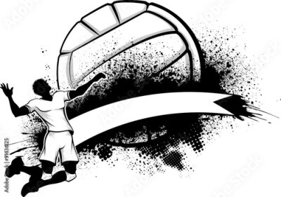 Sticker Männliches Volleyball-Grunge-Banner