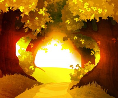 Sticker Magic Sonnenuntergang im Wald