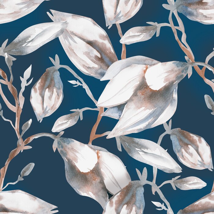 Sticker Magnolia Seamless Pattern