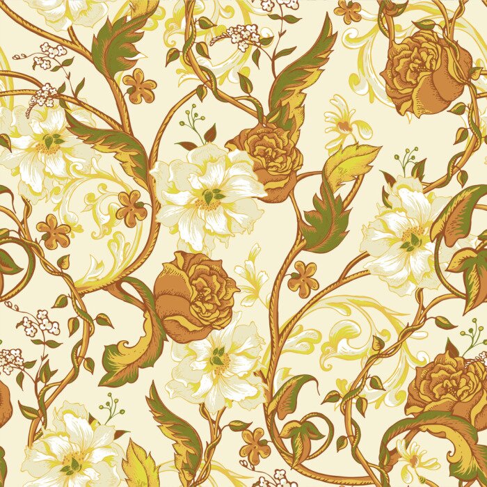 Sticker Magnolie auf einem Retro-Ornament