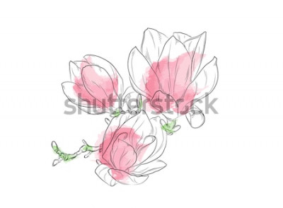 Sticker Magnolie in Rosa gestrichen