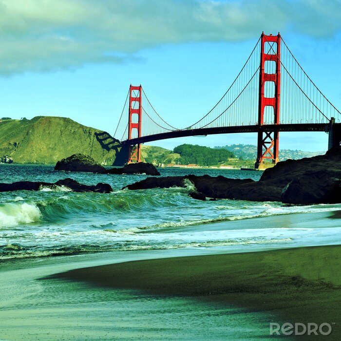 Sticker Malerische Landschaft und Golden Gate Bridge