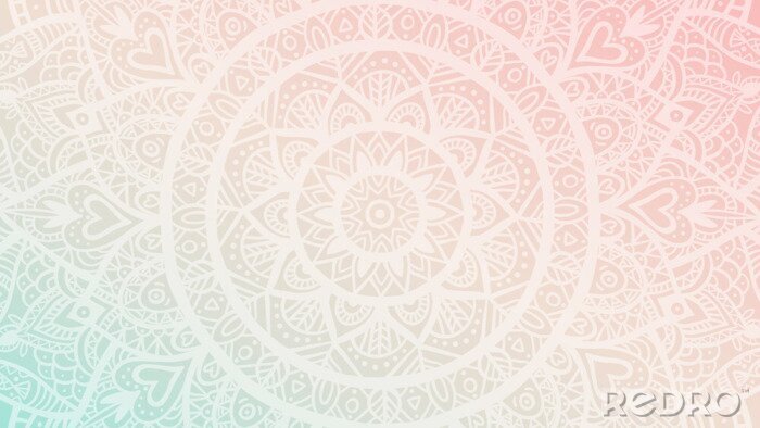 Sticker Mandala auf pastellfarbenem Hintergrund