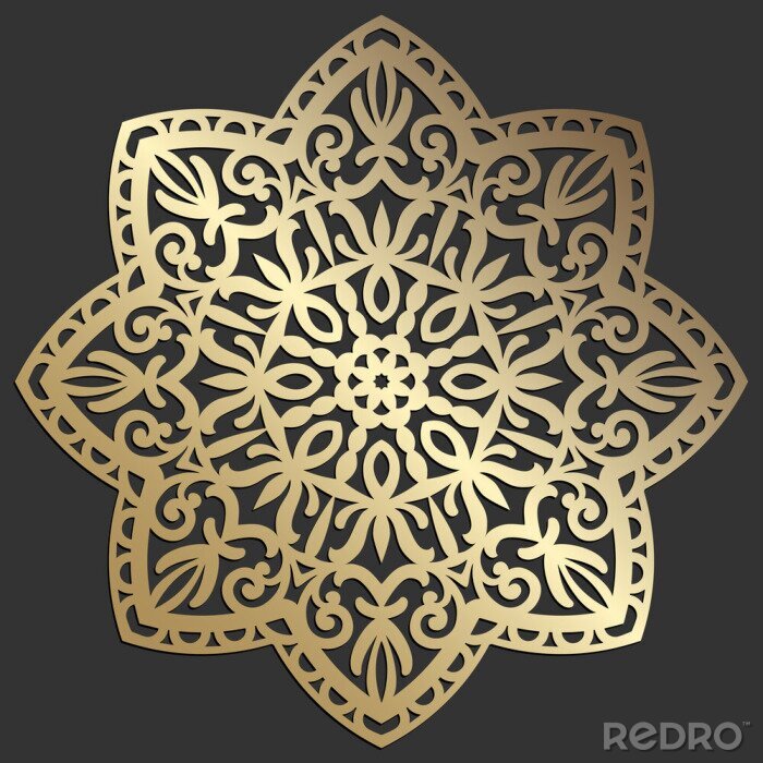 Sticker Mandala flower beautiful vector vintage decorative element oriental illustration. laser cut coaster design.