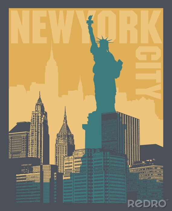 Sticker Manhattan, New York city, silhouette illustration