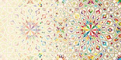 Sticker Marokko-Desintegrationsvorlage. Islamisches Mosaikdesign. Abstrakter Hintergrund