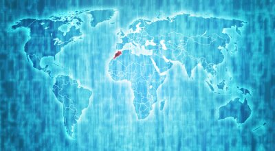 Sticker Marokko Gebiet auf Weltkarte