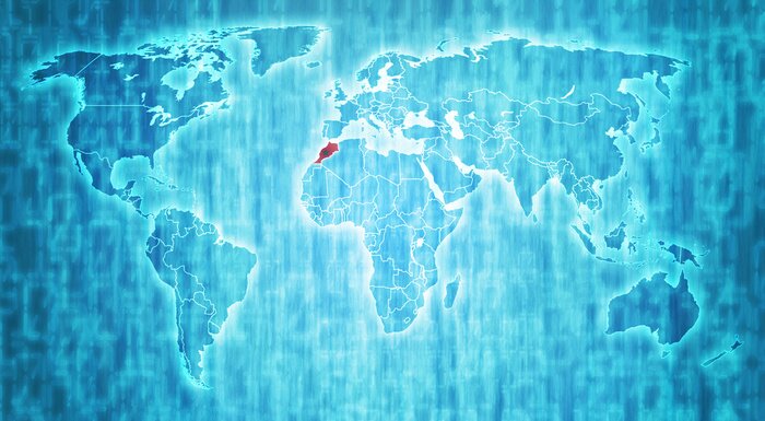 Sticker Marokko Gebiet auf Weltkarte