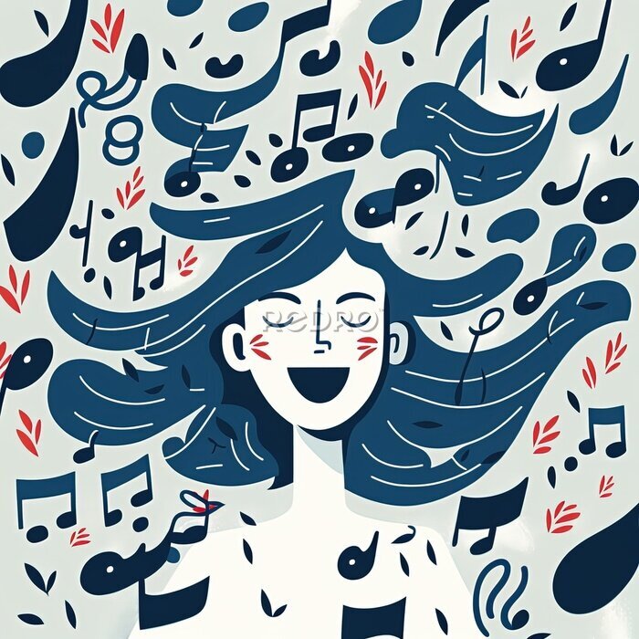 Sticker M?dchen, das Musik h?rt