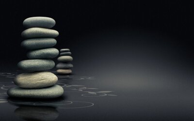 Sticker méditation et Entspannung - design naturel moderne - fond noir