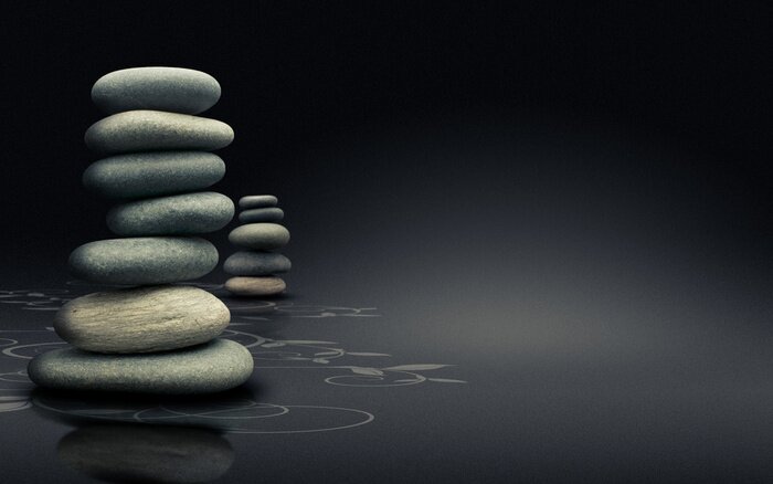 Sticker méditation et Entspannung - design naturel moderne - fond noir