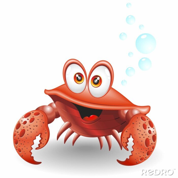 Sticker Meerestiere Cartoon Krabbe lässt Blasen los