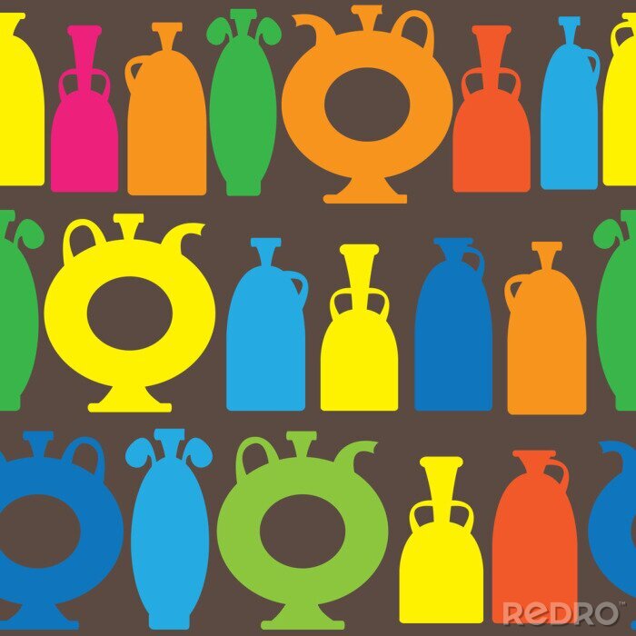 Sticker mehrfarbige dekorative Vasen Ikonen der nahtlose Muster