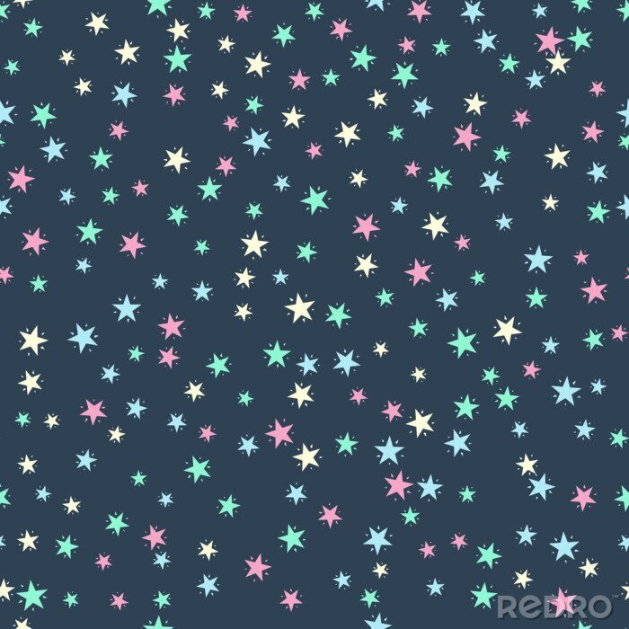 Sticker Mehrfarbige Sterne auf dunkelblauem Hintergrund