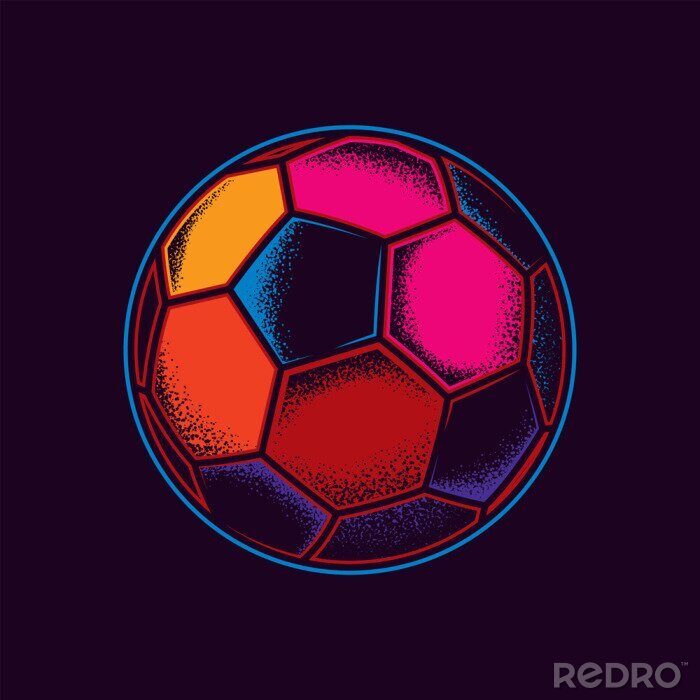 Sticker Mehrfarbiger Fußball auf dunklem Hintergrund