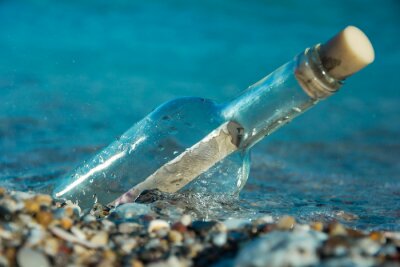 Sticker messaggio in bottiglia, comunicazione, stute, messaggio, bottiglia, sos