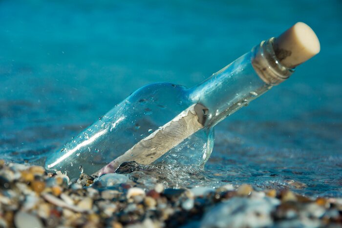 Sticker messaggio in bottiglia, comunicazione, stute, messaggio, bottiglia, sos