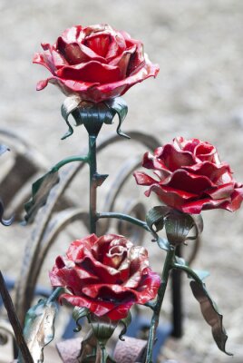 Sticker Metallische rote Rosen