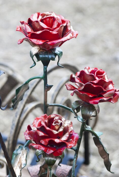 Sticker Metallische rote Rosen