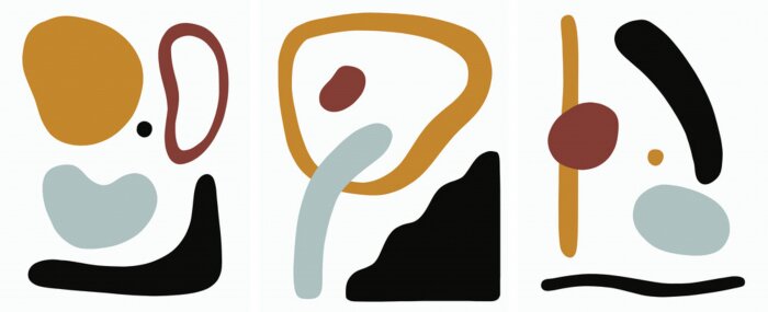 Sticker mid century modern abstract art minimalist design,vector illustration set