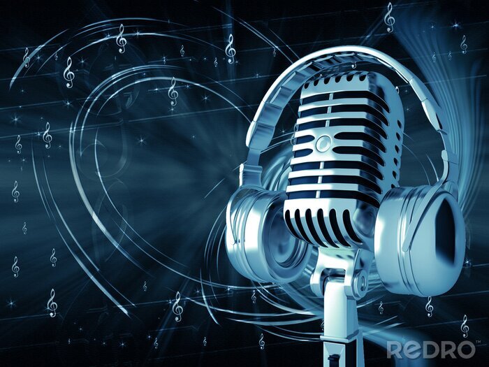 Sticker Mikrofon Kopfhörer und Musik