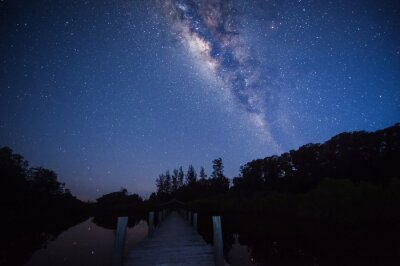 Sticker Milchstraßengalaxie vom Steg aus gesehen