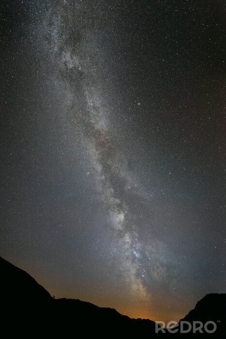 Sticker Milchstraßengalaxie von den Bergen aus gesehen