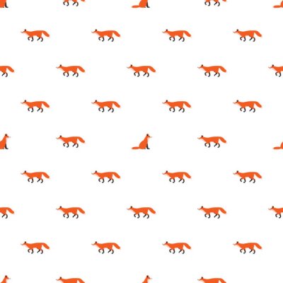 Tapete Mini-Füchse auf weißem Hintergrund