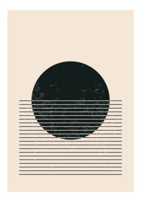 Sticker Minimal 20s geometric design poster, vector template with primitive shapes