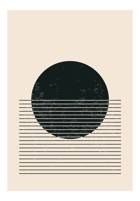 Sticker Minimal 20s geometric design poster, vector template with primitive shapes