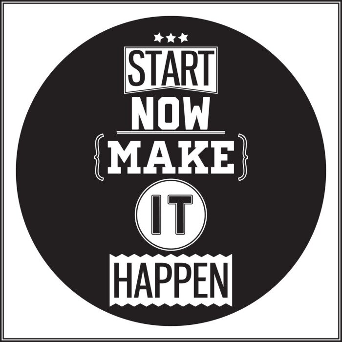 Sticker Minimalistische Beschriftung auf schwarzem Hintergrund