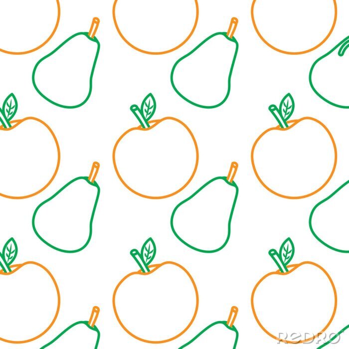 Sticker Minimalistische bunte Äpfel und Birnen