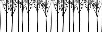 Sticker Minimalistische Grafik mit blattlosen Bäumen