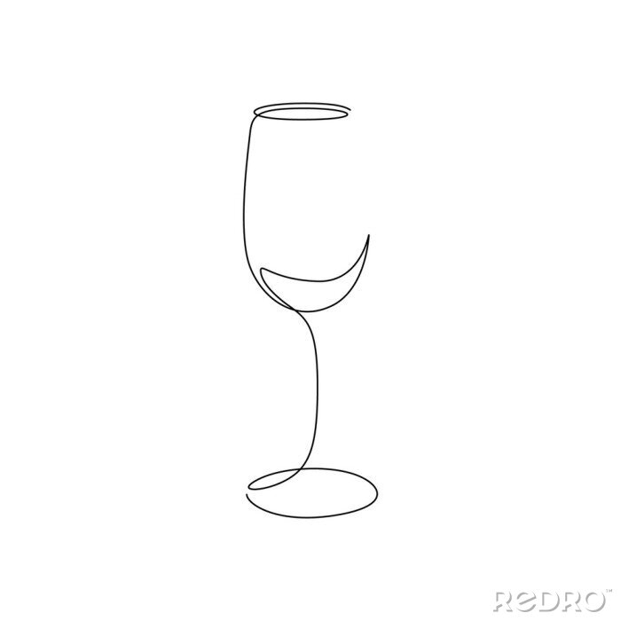 Sticker Minimalistische Grafik mit einem Glas Wein