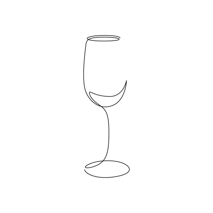 Sticker Minimalistische Grafik mit einem Glas Wein