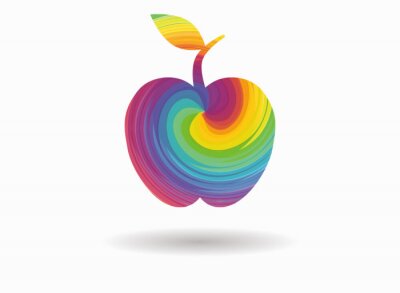 Sticker Minimalistische Grafik mit Regenbogen-Apfel