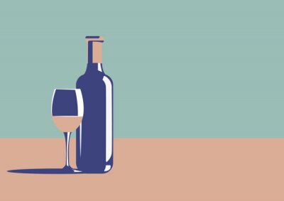 Minimalistische Illustration mit Wein und Glas