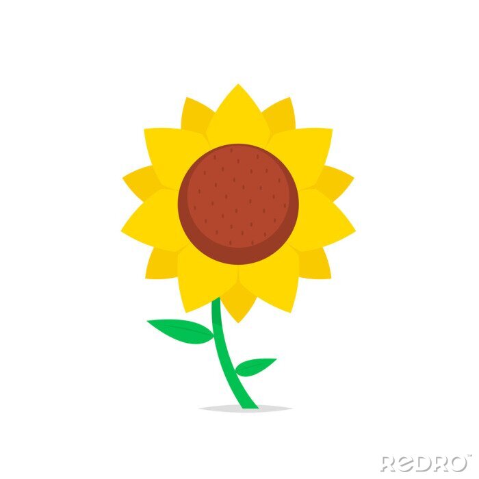 Sticker Minimalistische Sonnenblume Illustration
