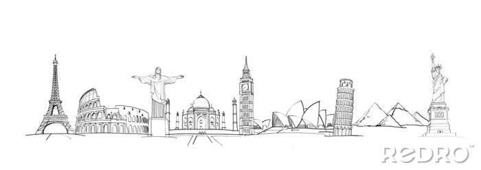 Sticker Minimalistische Symbole der Städte