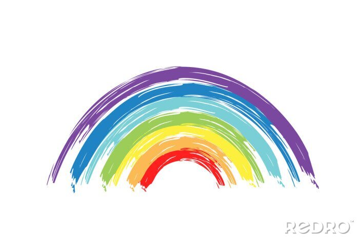 Sticker Minimalistischer Regenbogen auf weißem Hintergrund
