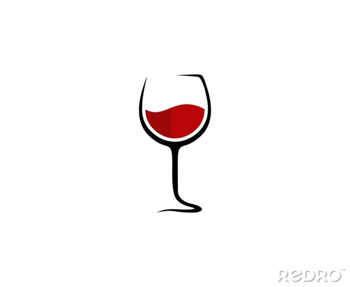 Sticker Minimalistisches Glas mit Rotwein