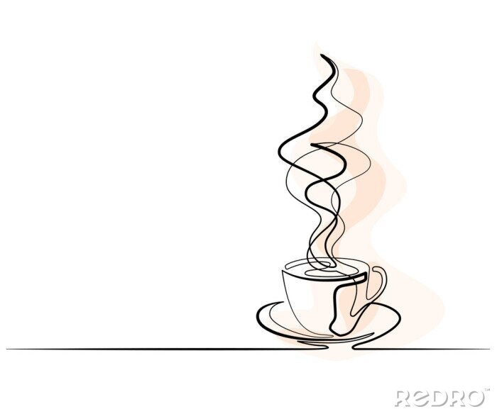 Sticker Mit einer einzigen Linie gemalte Tasse Kaffee