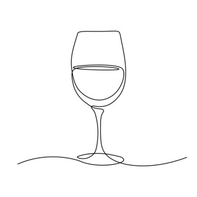 Sticker Mit einer einzigen Linie gemaltes Weinglas