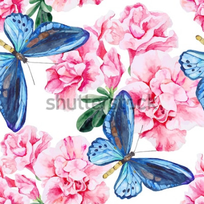 Sticker Mit Farbe bemalte Blumen und Schmetterlinge
