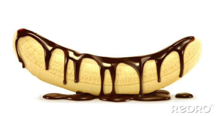 Sticker Mit geschmolzener Schokolade überzogene Banane